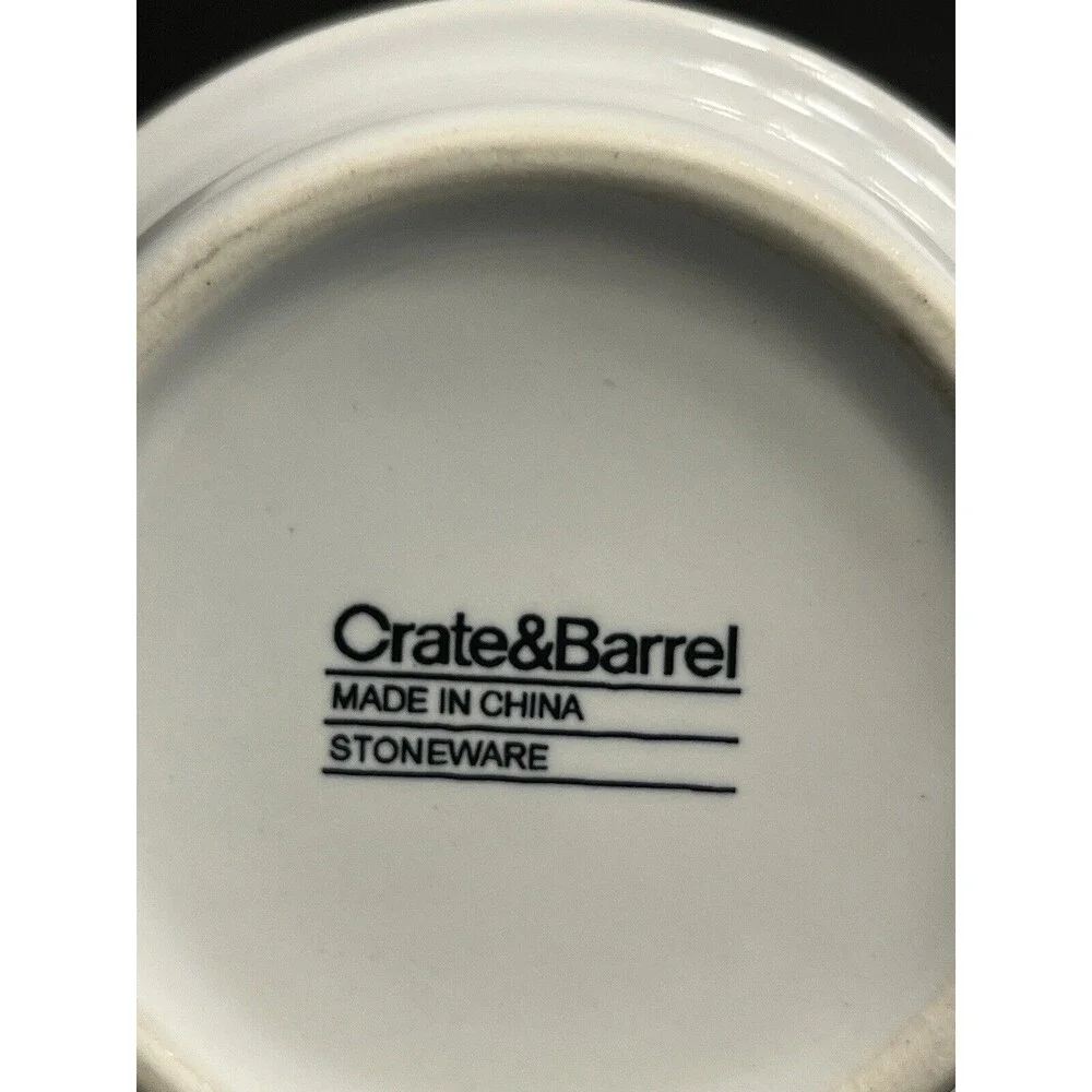 Set of 6 Crate & Barrel Stoneware Red White Stackable Coffee Mug Cups